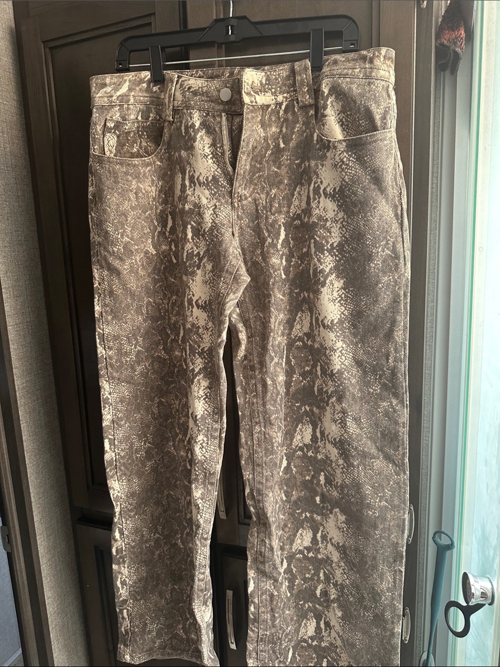 Windsor Brown Snake-Print Straight Leg Jeans
